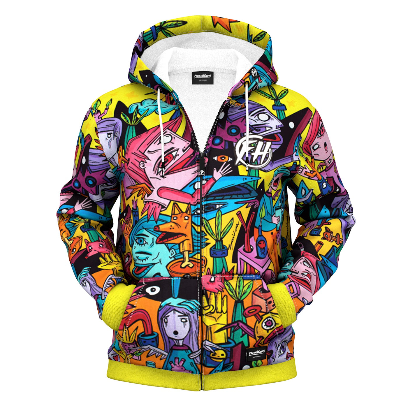 Yellow World Zip Up Hoodie