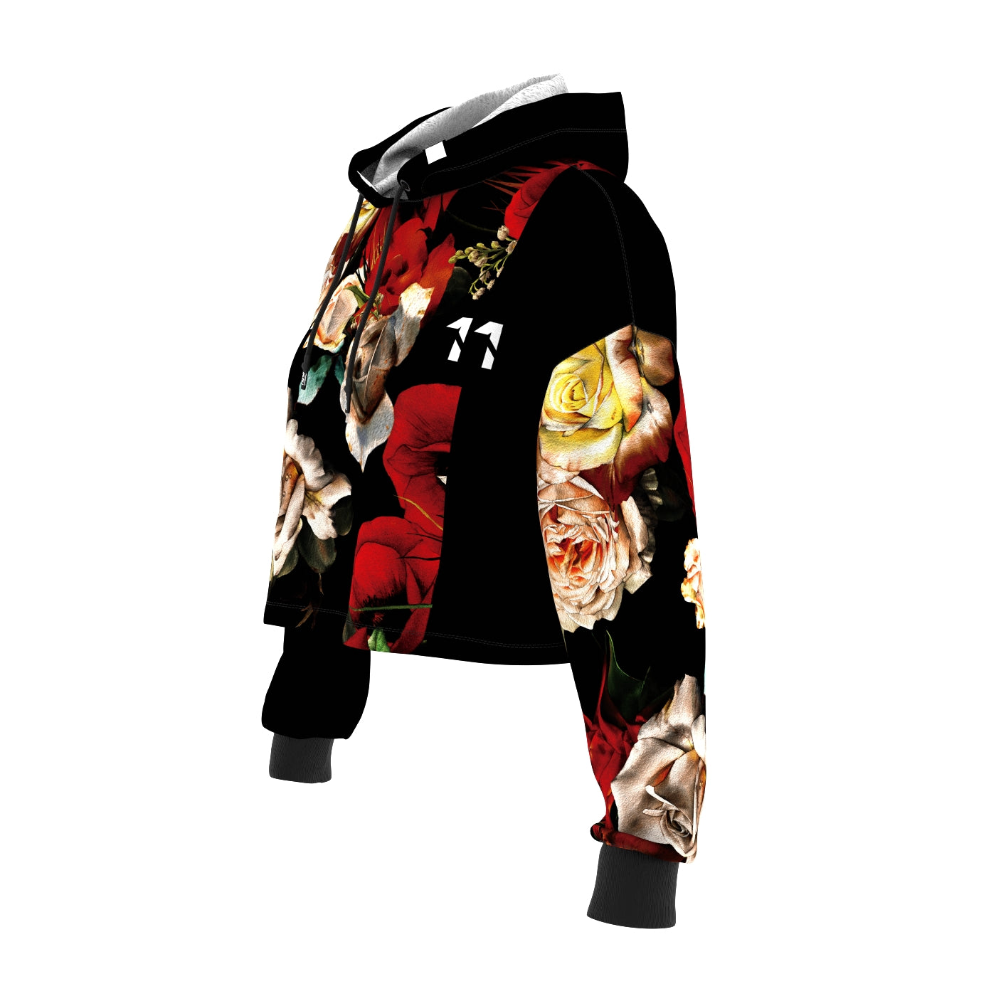 Antique Flowers Cropped Hoodie