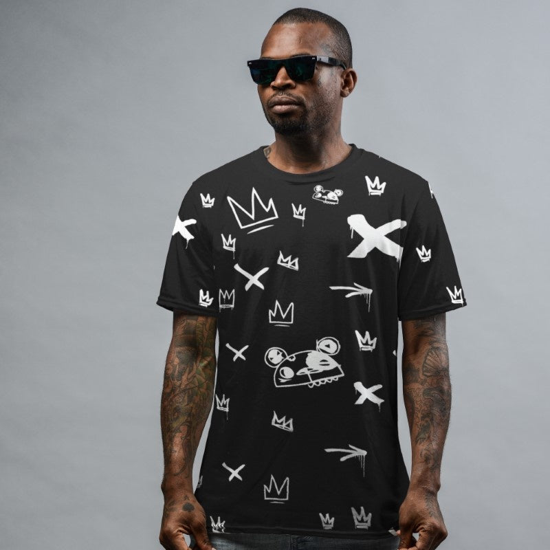 Kings Pattern Black T-Shirt