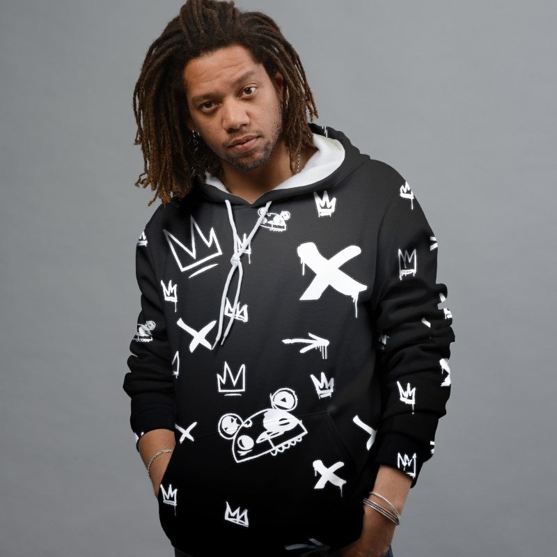 Kings Pattern Black Hoodie