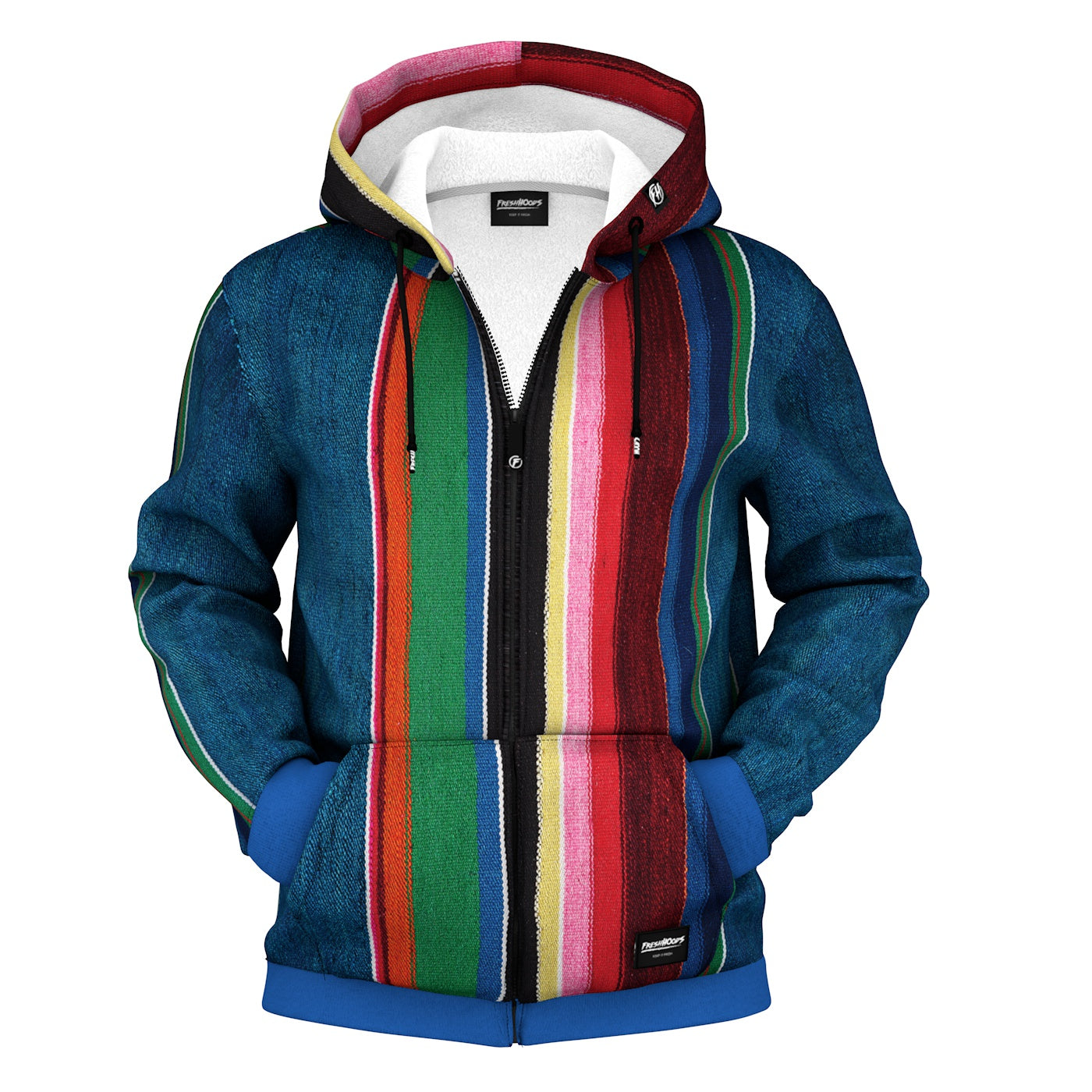 Colorful Denim Zip Up Hoodie