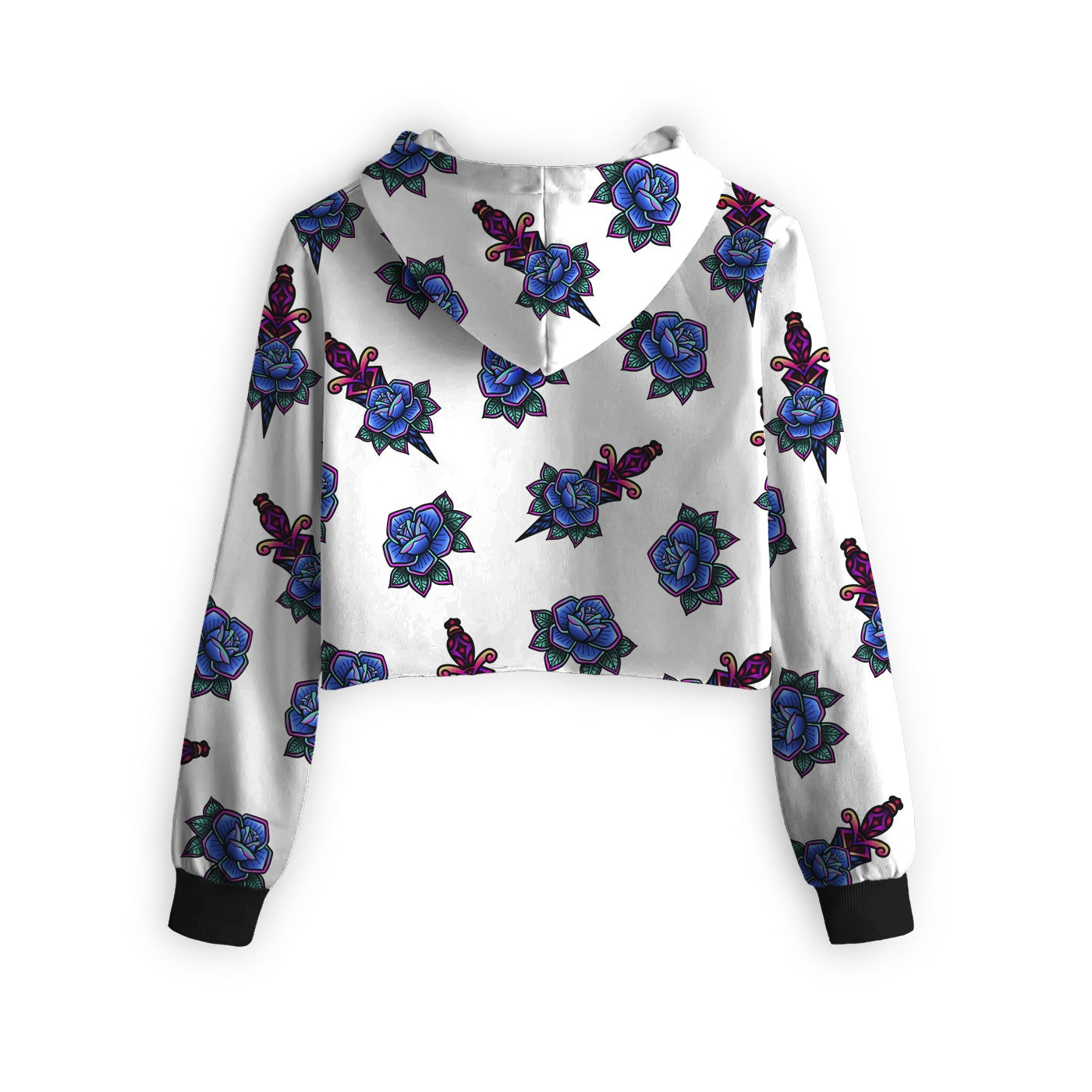 Tattoo Pattern Cropped Hoodie