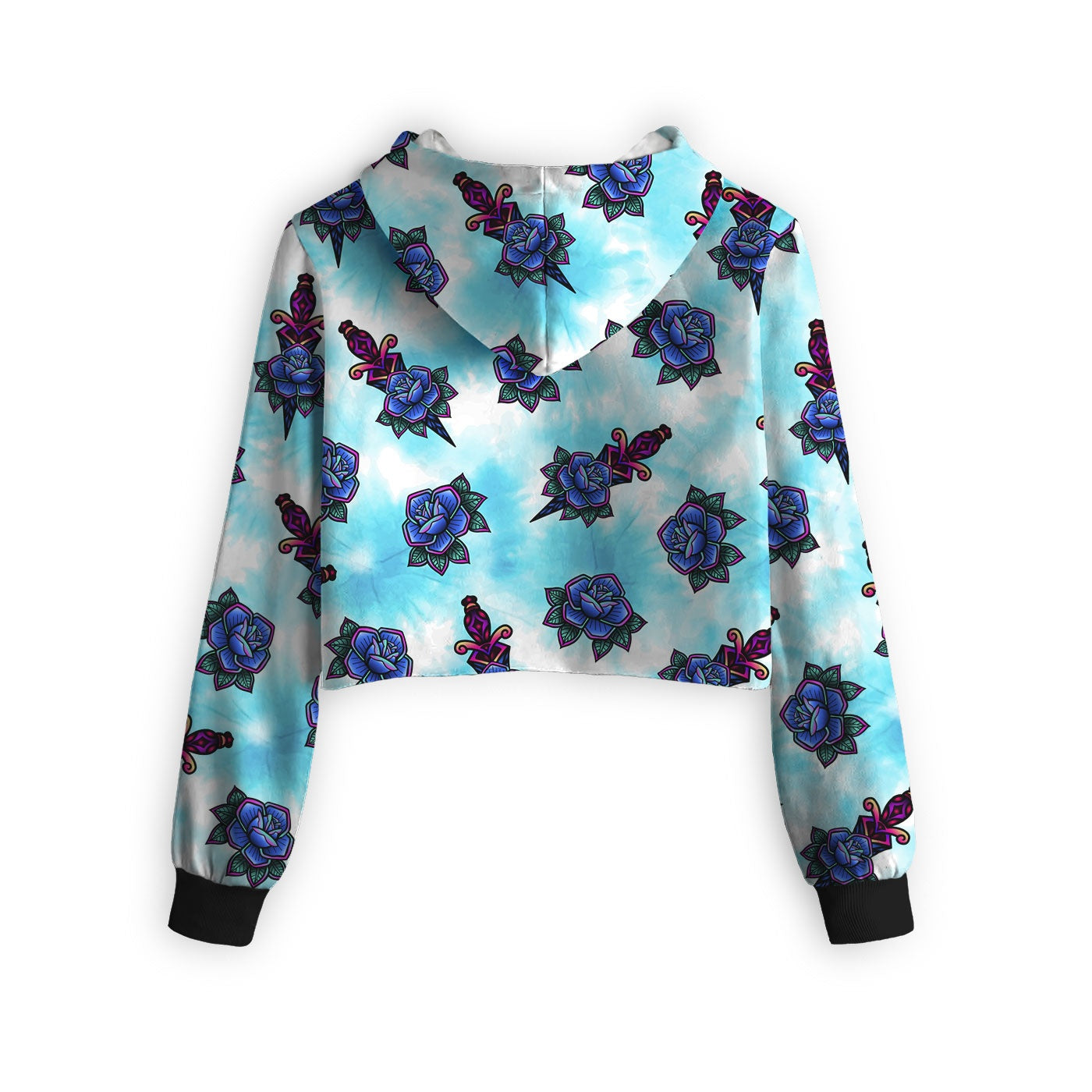 Tattoo Pattern Cropped Hoodie