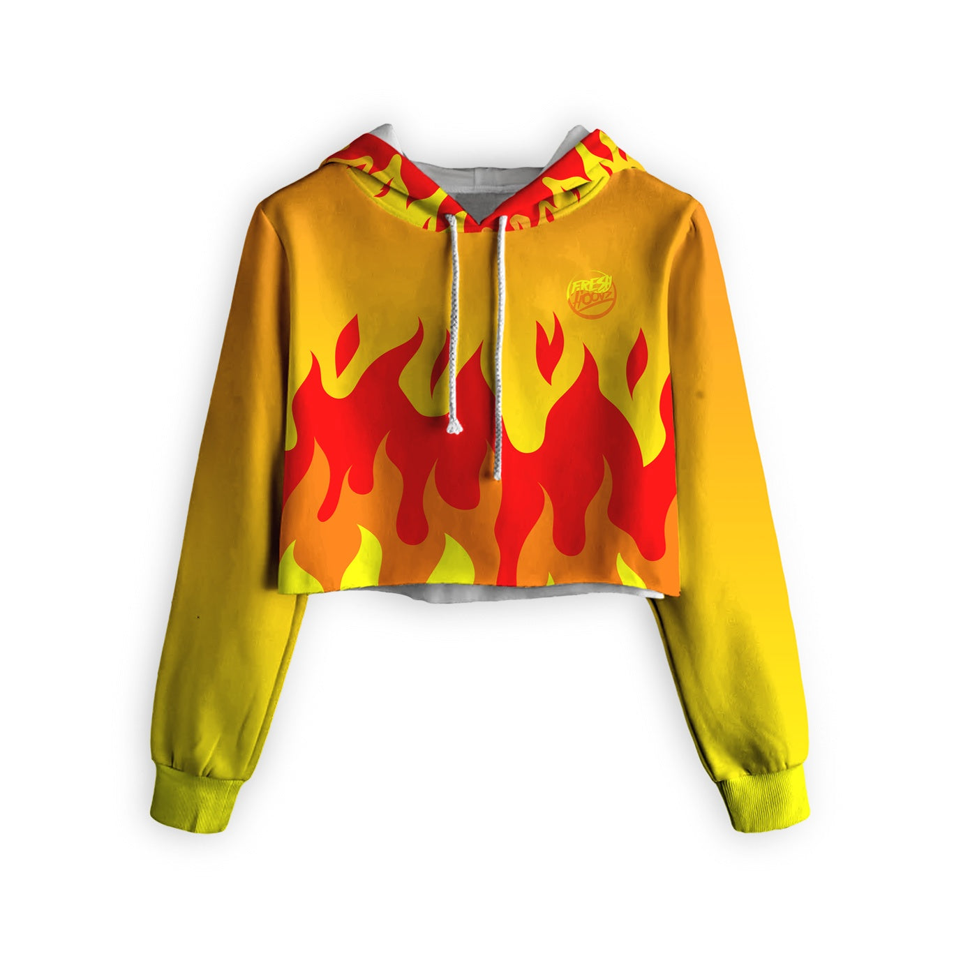 Flames Cropped Hoodie