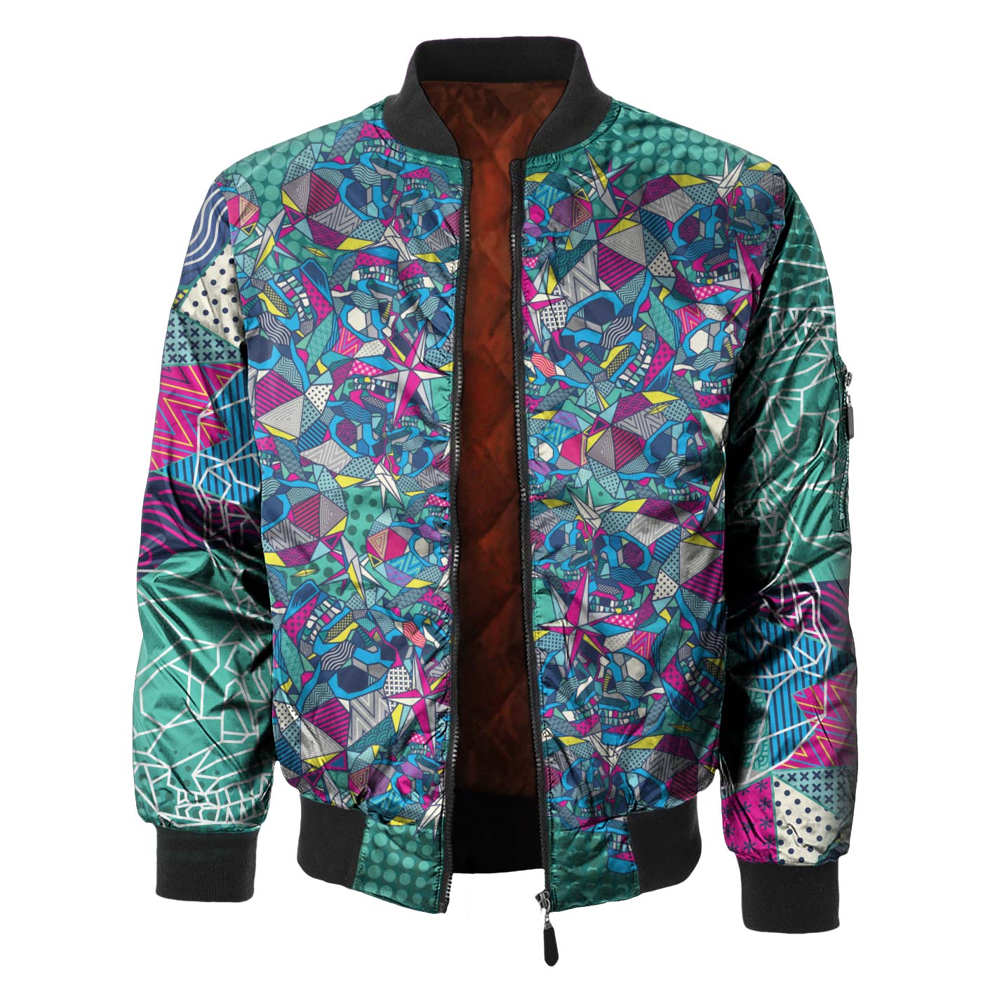 Geometric Skull Bomber Jacket