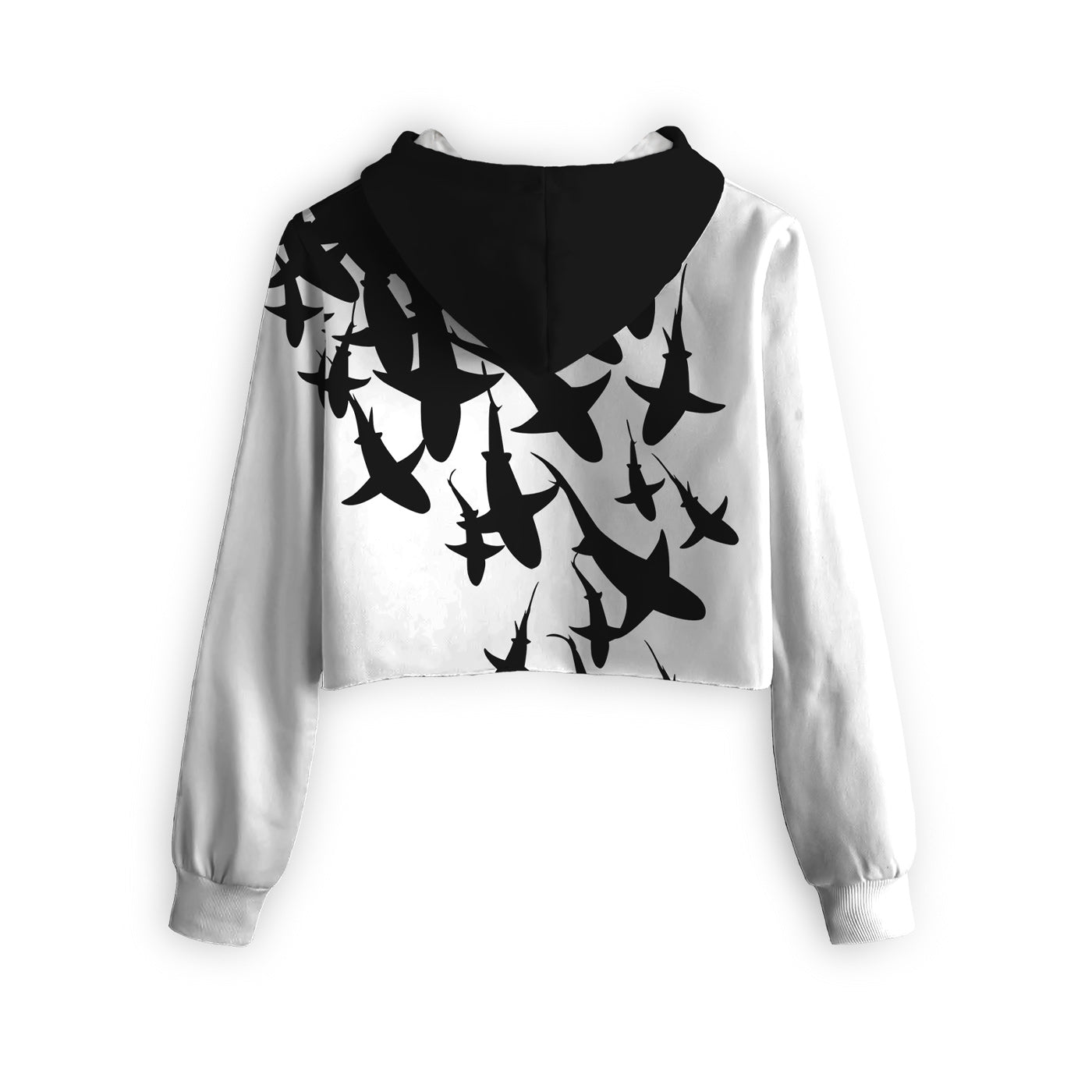 Swarm Of Sharks Cropped Hoodie