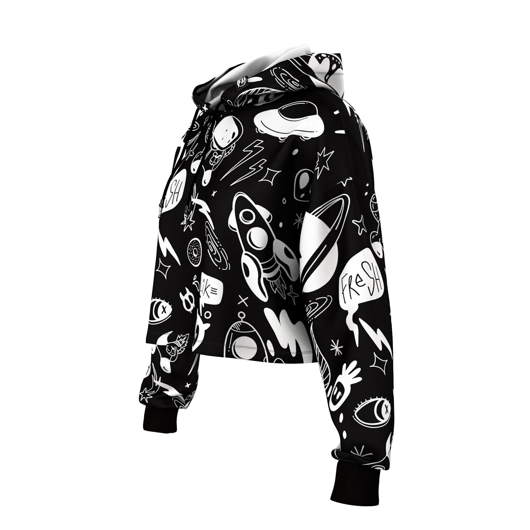 Space Doodles Cropped Hoodie