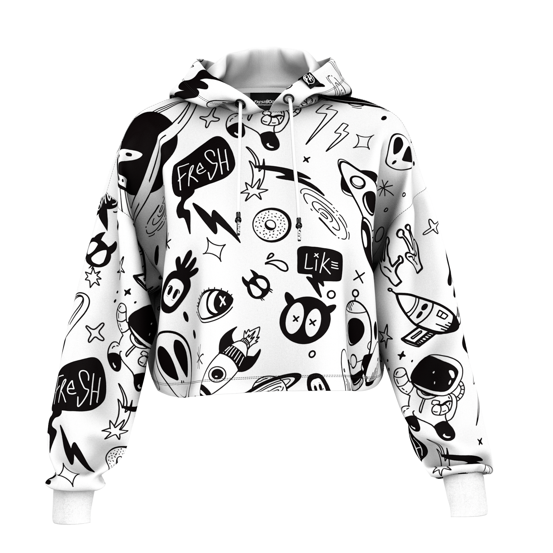 Space Doodles Cropped Hoodie