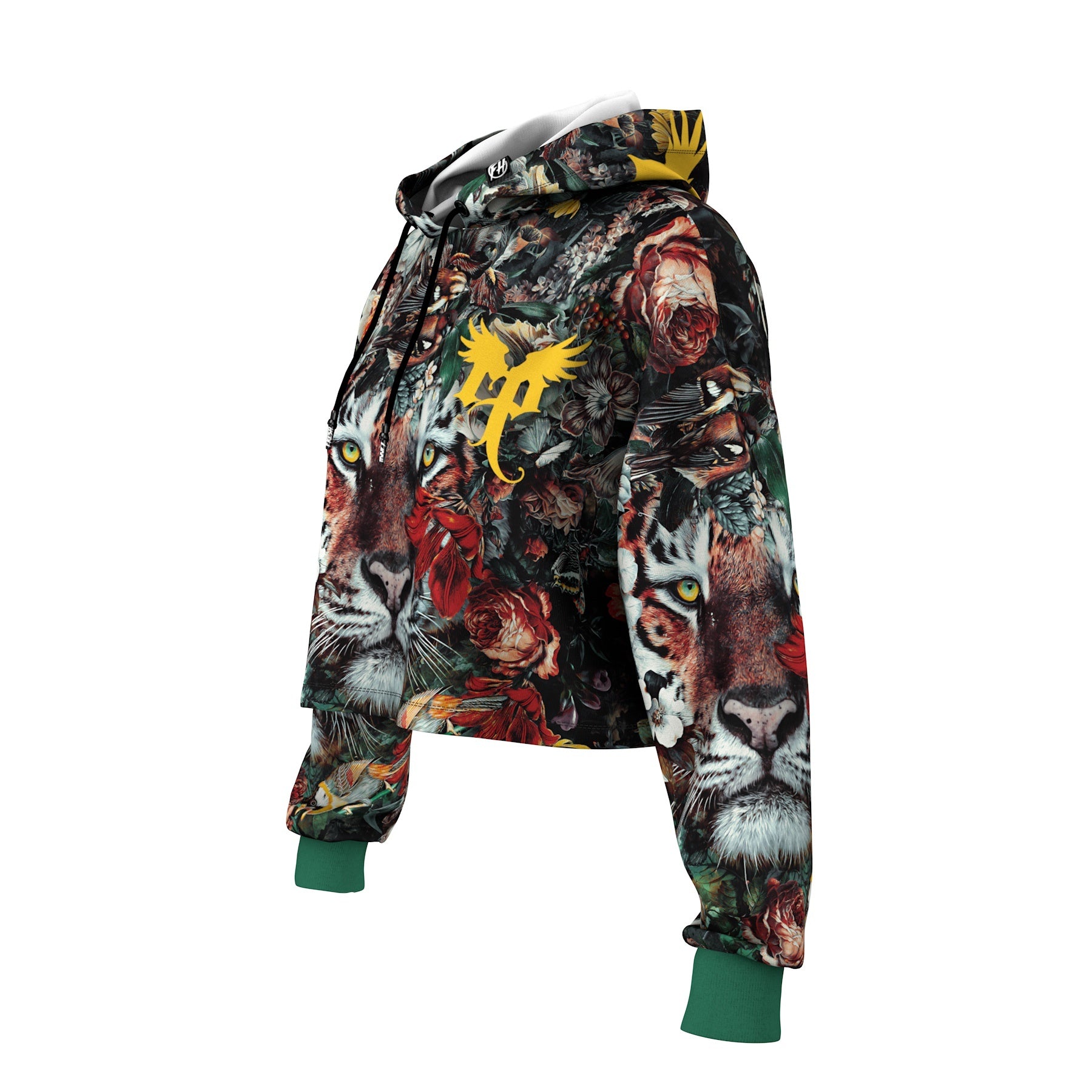 Flower Tiger Cropped Hoodie