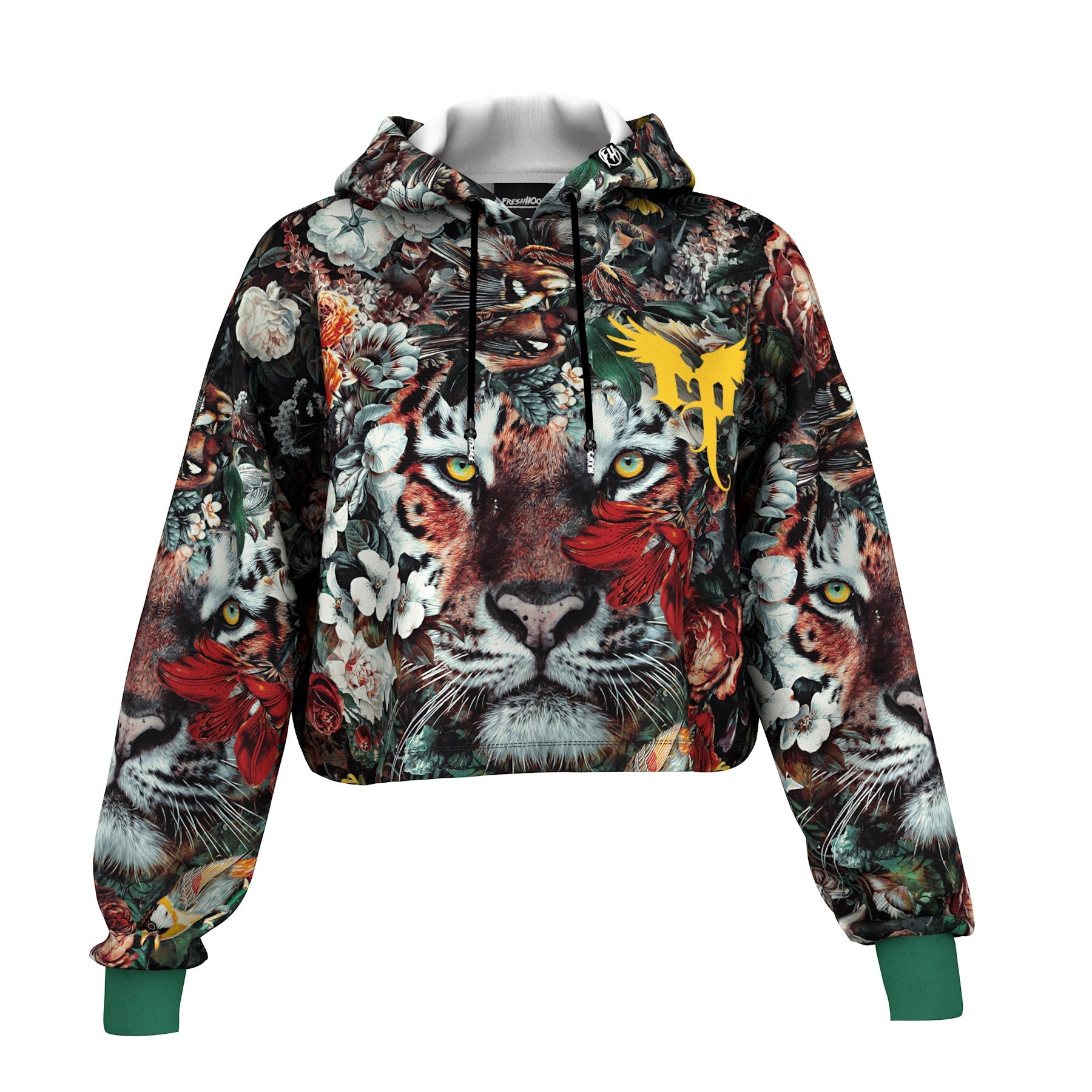 Flower Tiger Cropped Hoodie