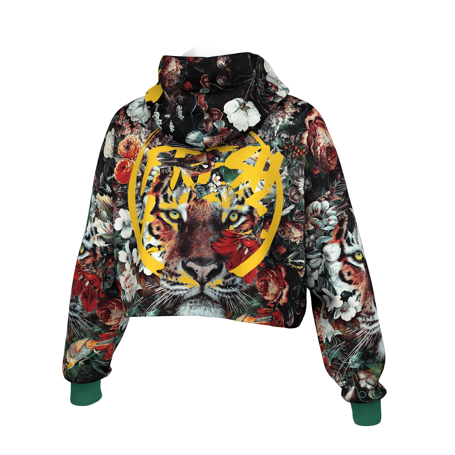 Flower Tiger Cropped Hoodie