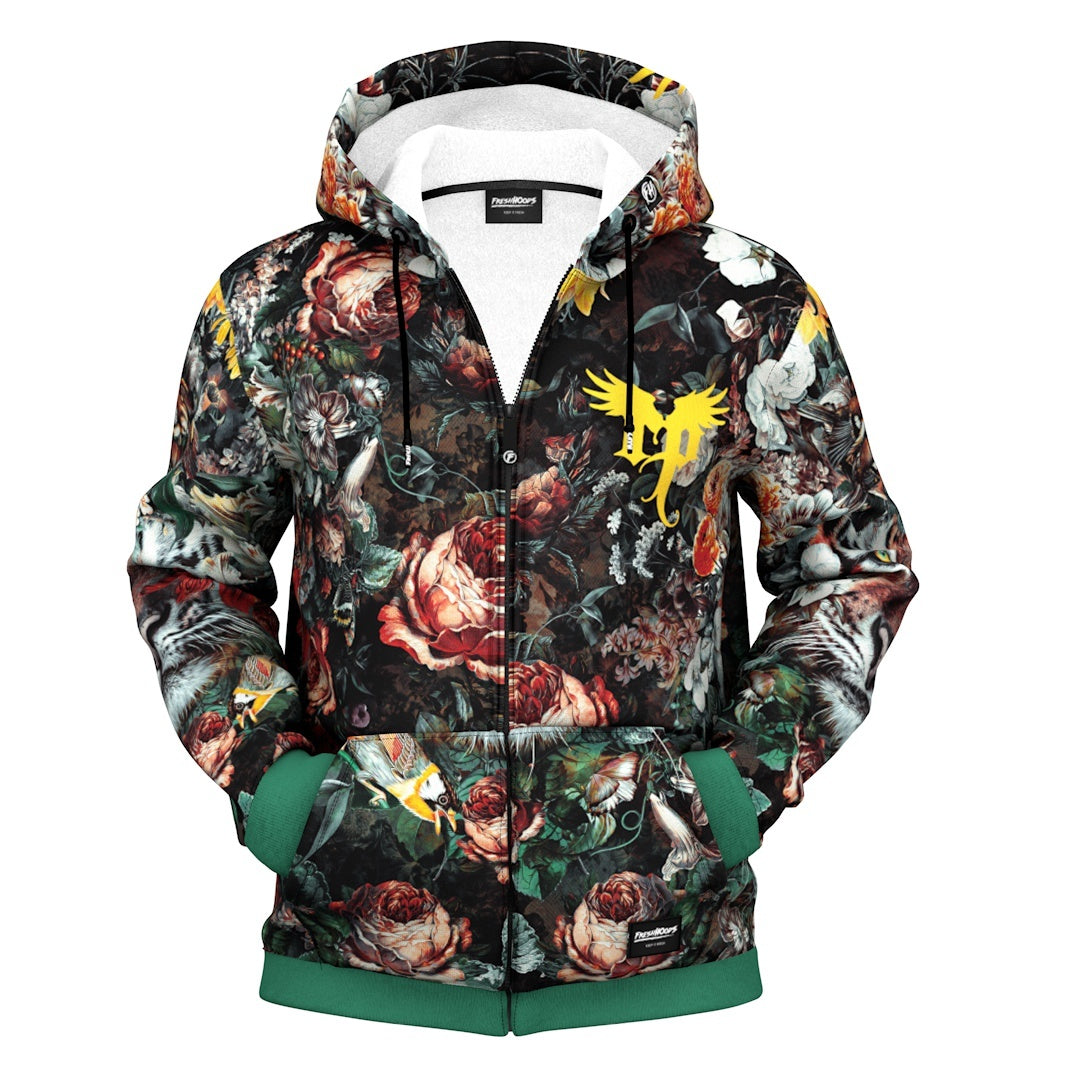 Flower Tiger Zip Up Hoodie