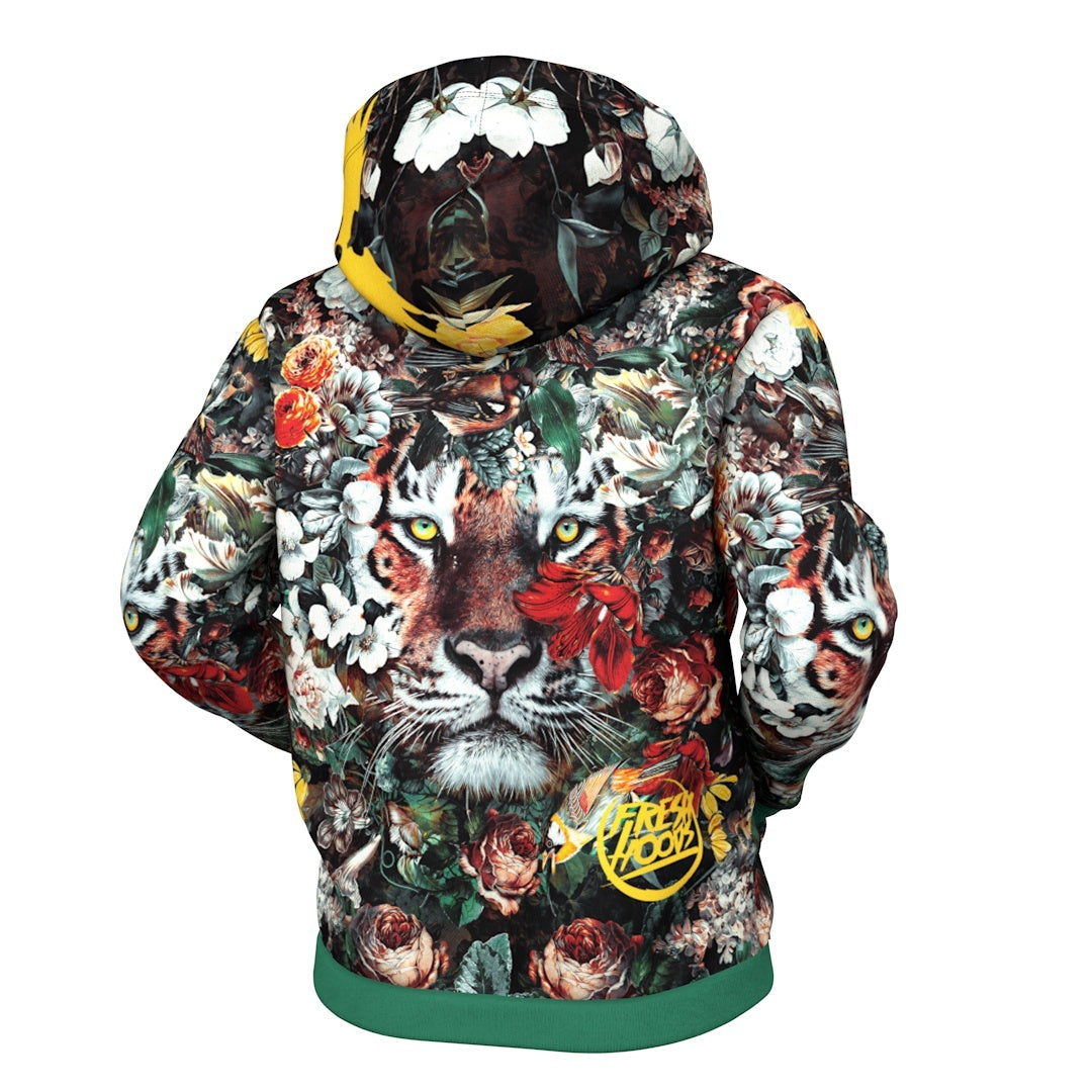 Flower Tiger Zip Up Hoodie