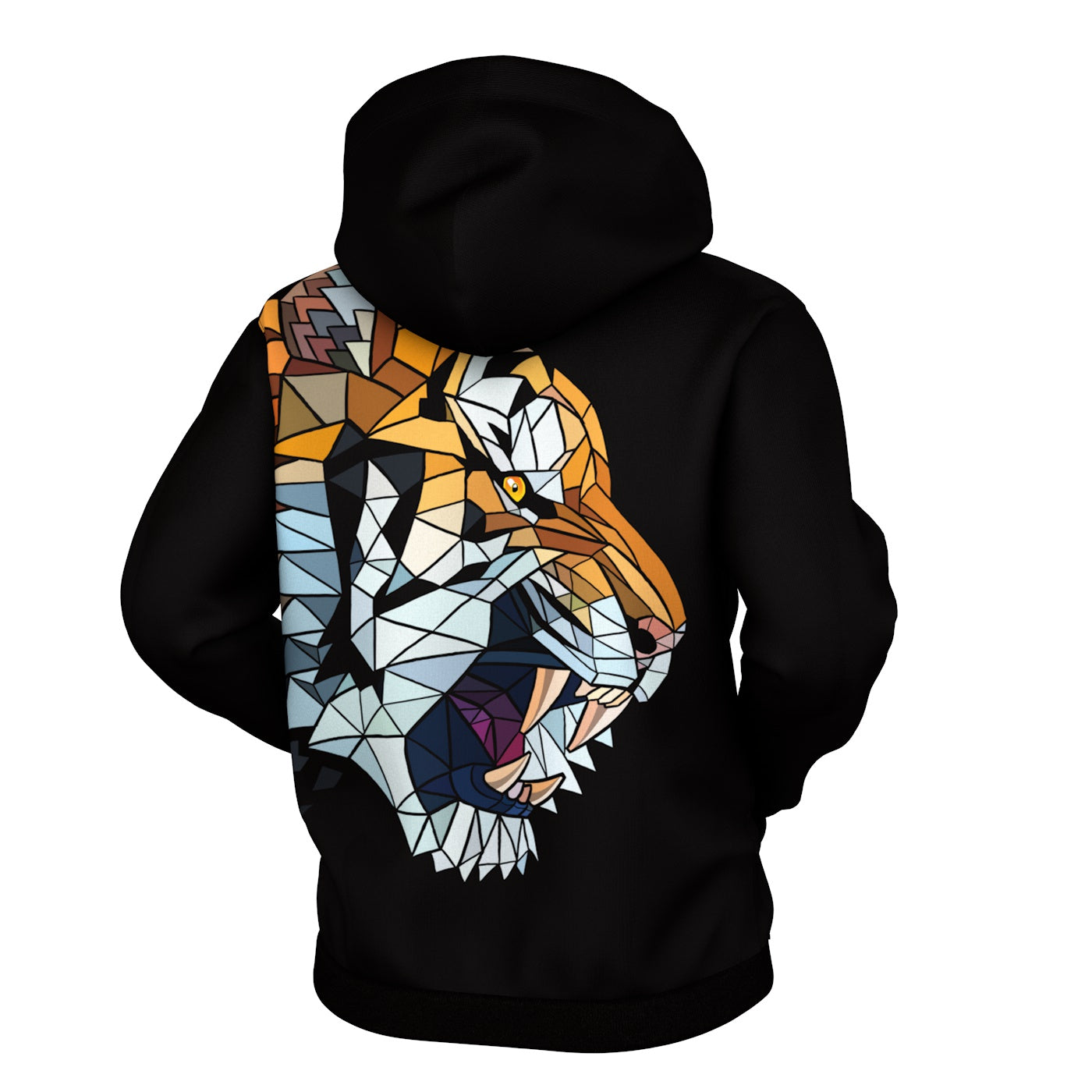 Geometric Tiger Zip Up Hoodie