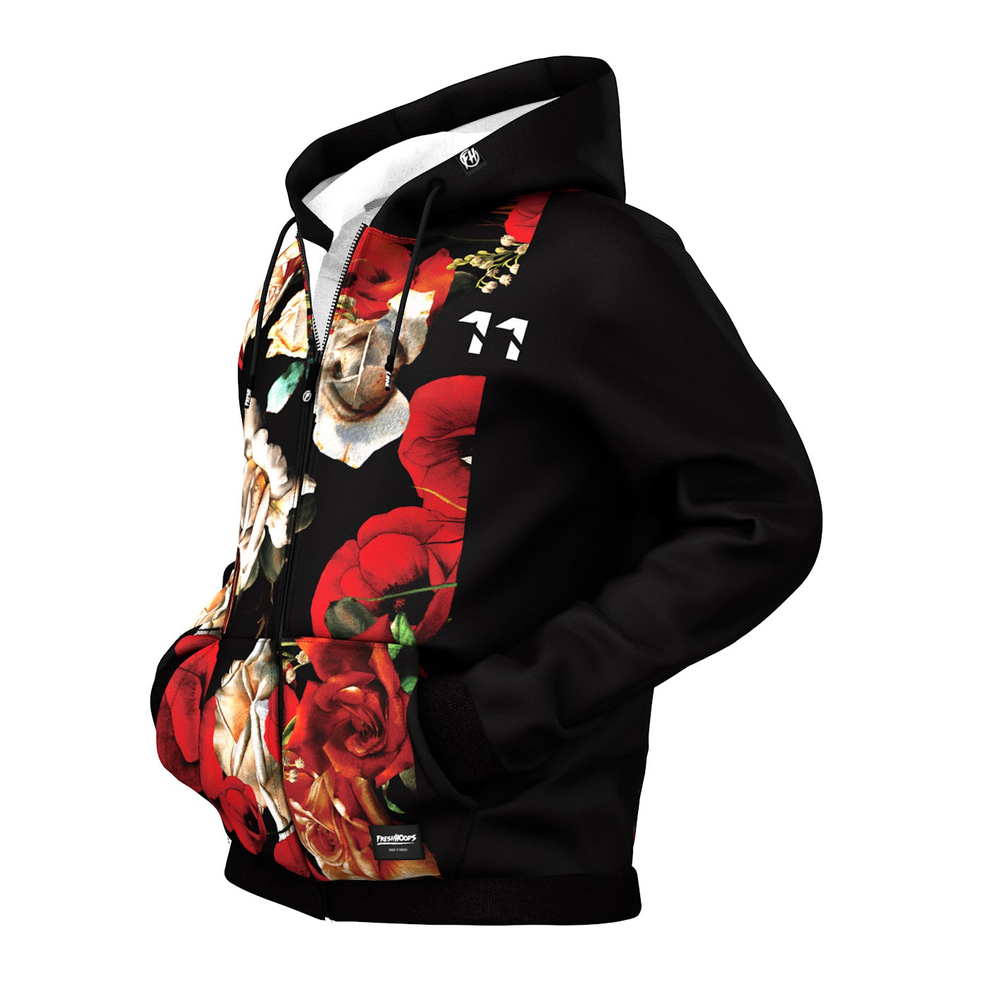 Antique Flowers Zip Up Hoodie