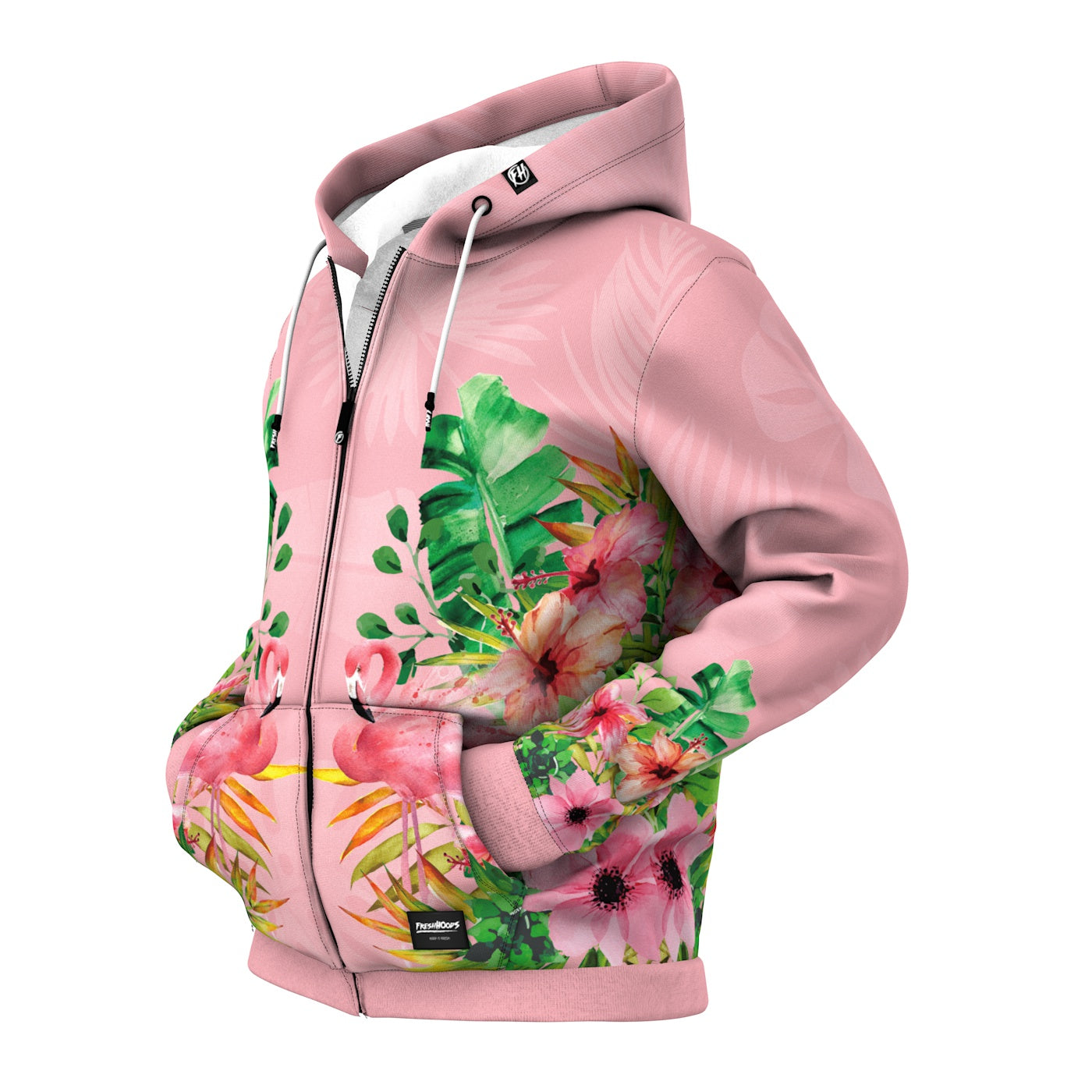 Flamingo Zip Up Hoodie