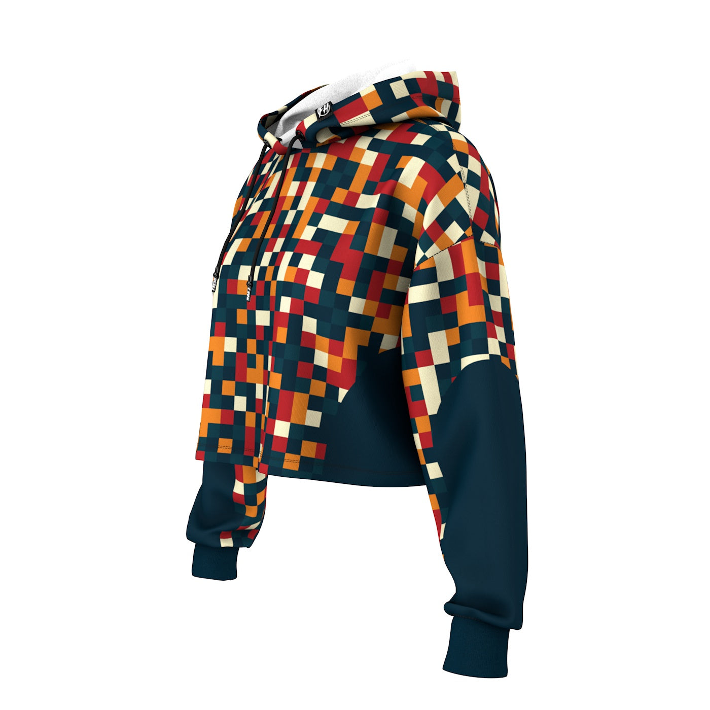 Pixel Block Cropped Hoodie