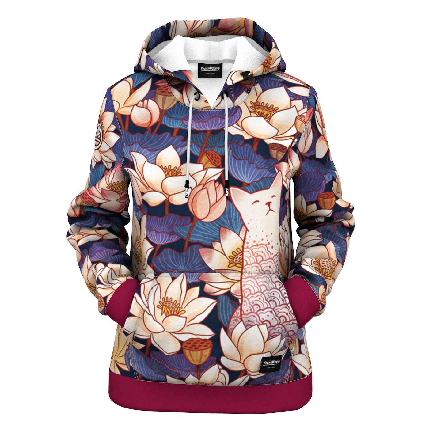 White Cut Lotus Women Hoodie