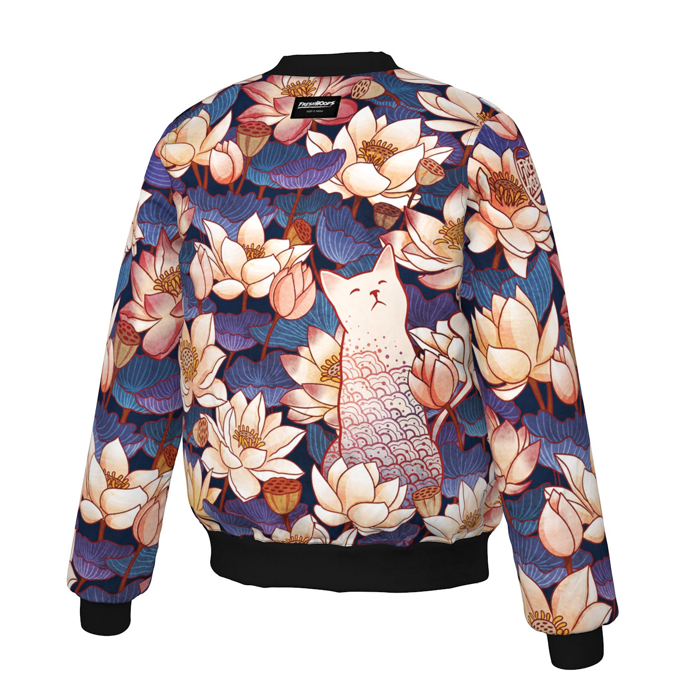 White Cut Lotus Bomber Jacket