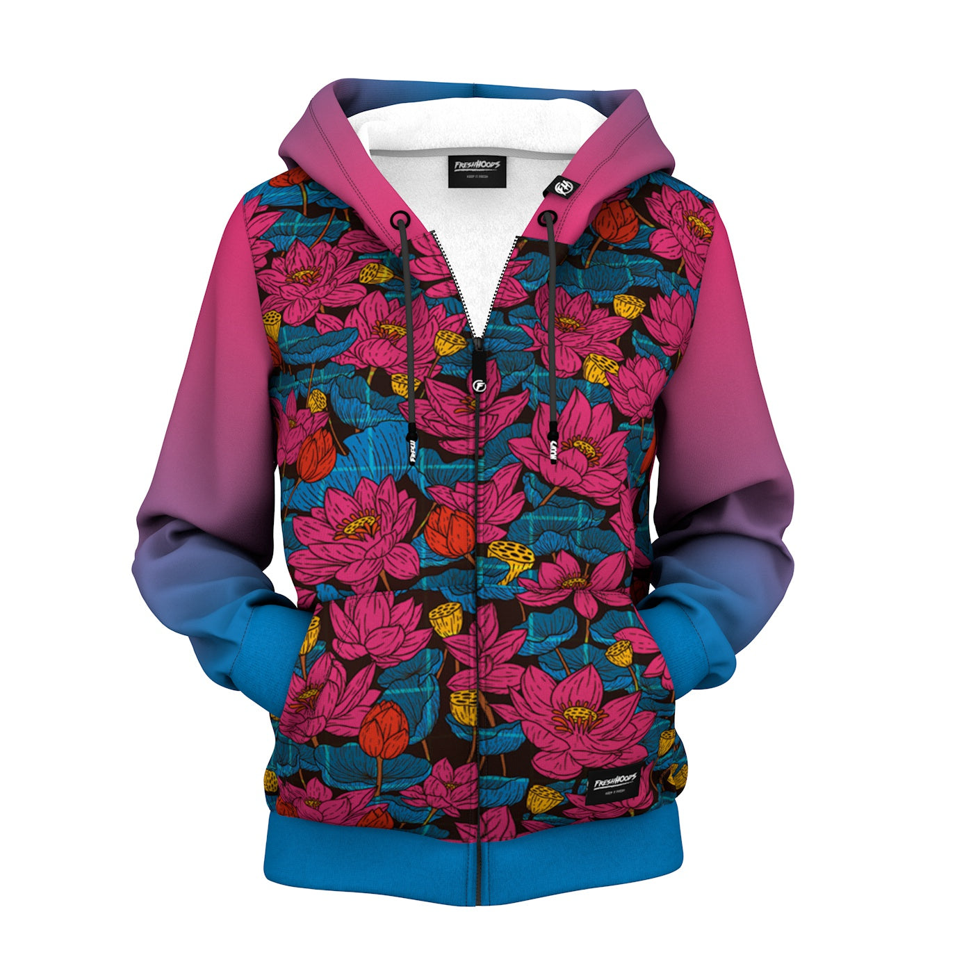 Cyber Lotus Women Zip Up Hoodie