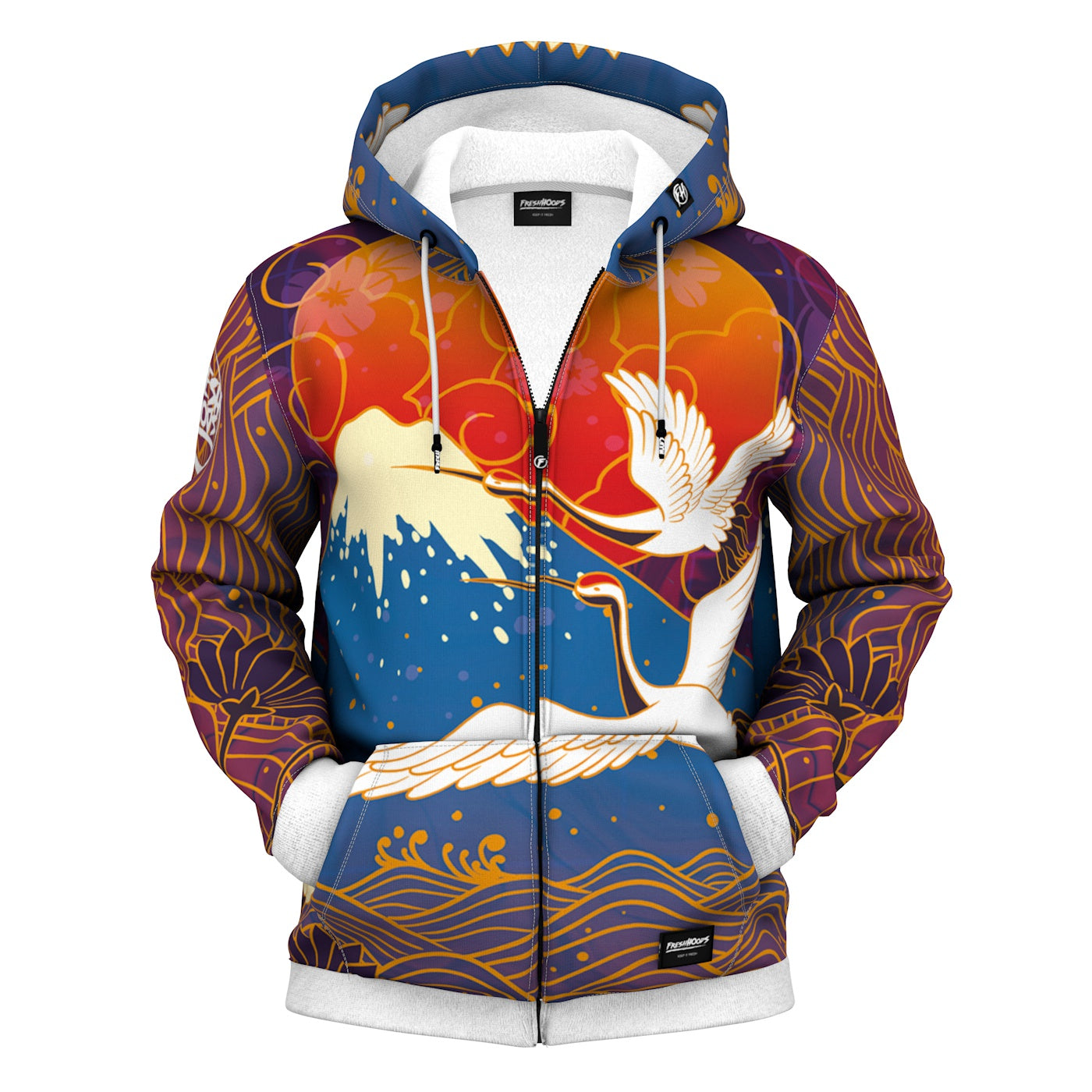 Manchurian Crane Zip Up Hoodie