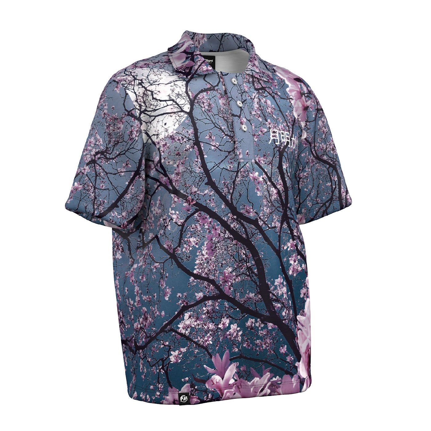 Moonlight Blossom Oversized Polo Shirt