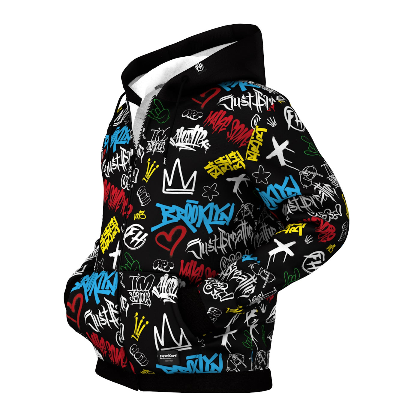 Graffiti Pattern Zip Up Hoodie