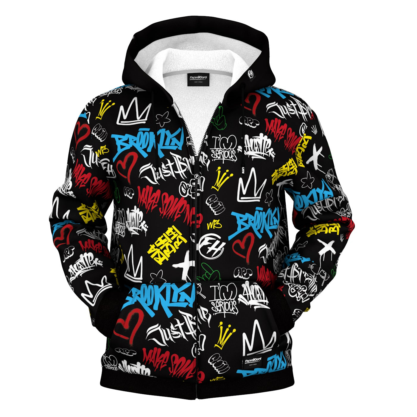 Graffiti Pattern Zip Up Hoodie