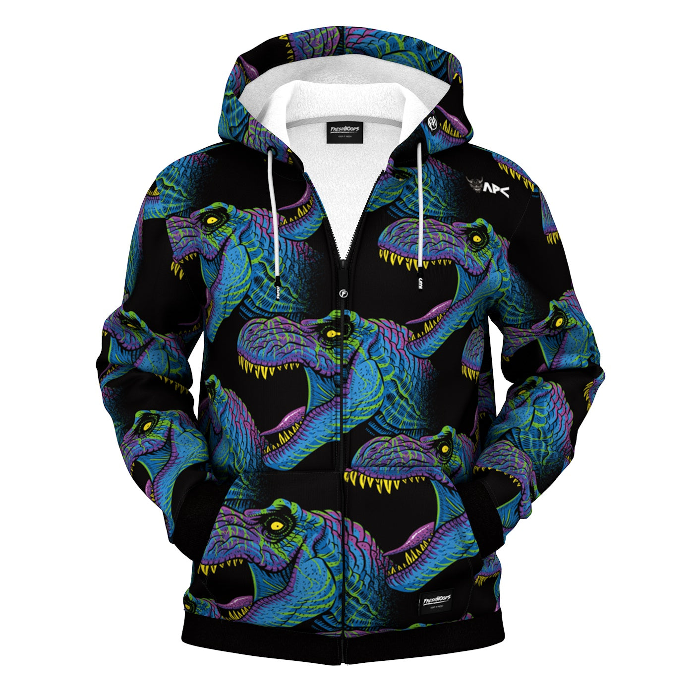 Rex Pattern Zip Up Hoodie