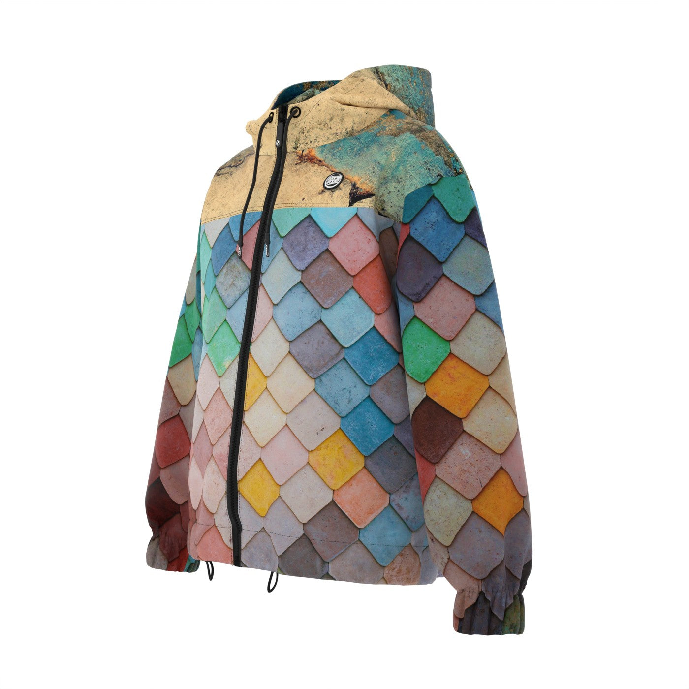 Tiled Wall And Koi Windbreaker