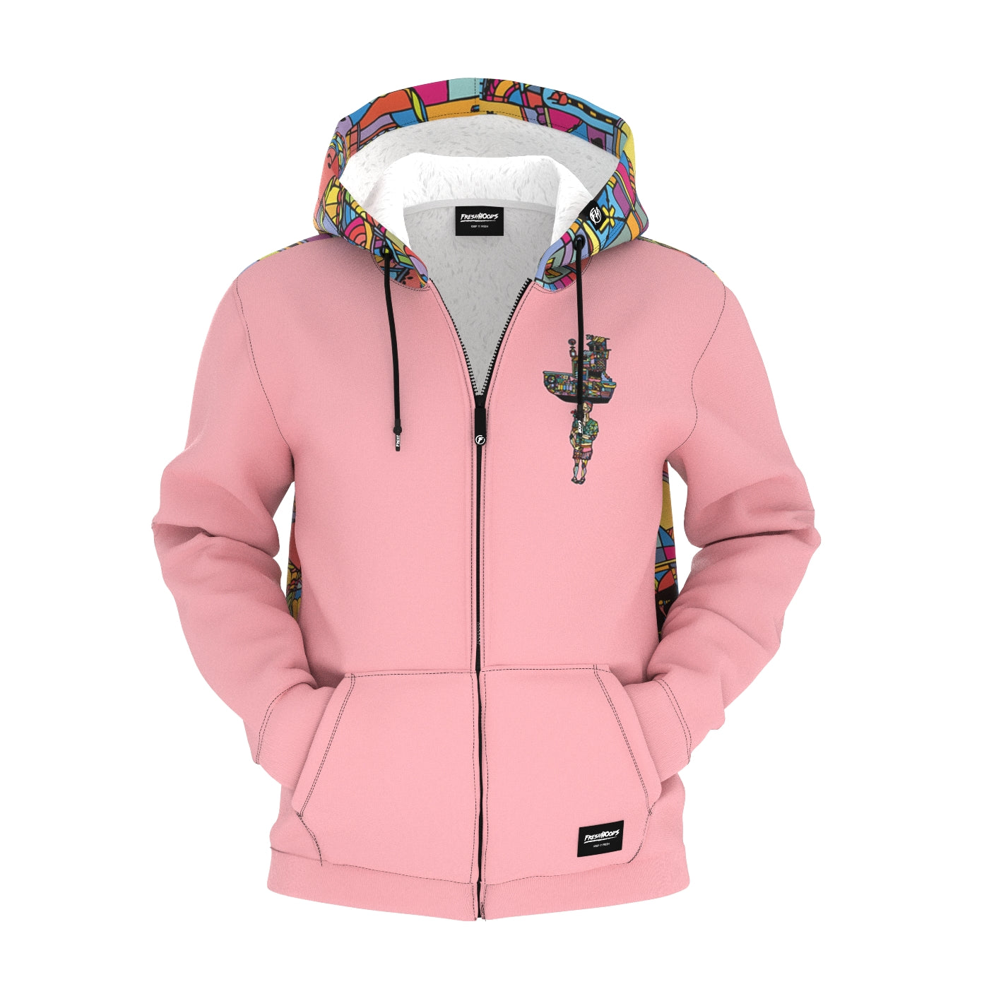 Olindo Pink Zip Up Hoodie