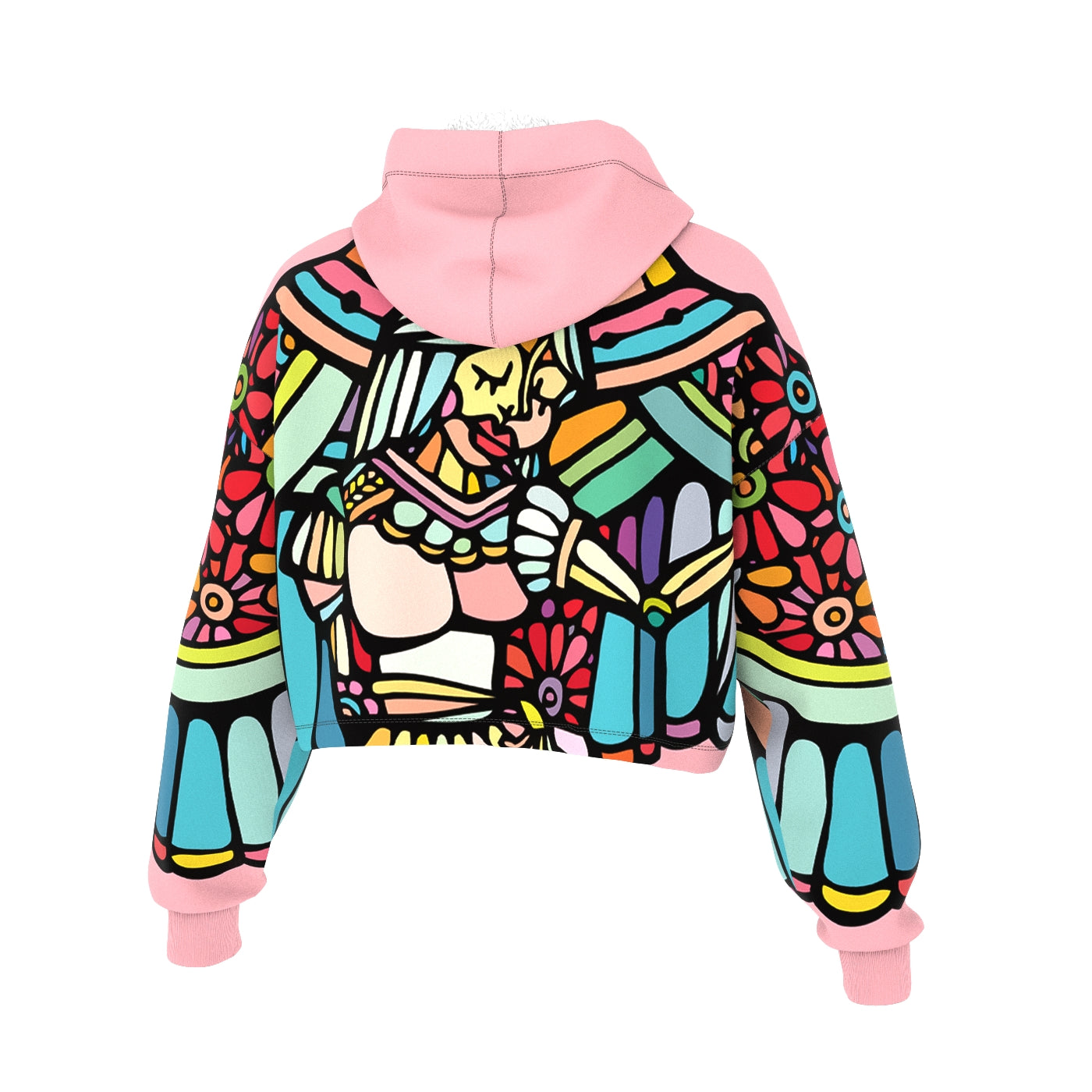 Swan Flowers Cropped Hoodie