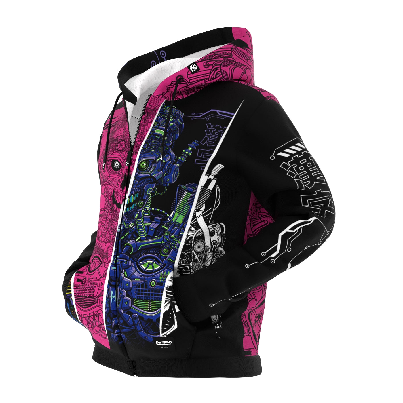 Robotic Skull Zip Up Hoodie