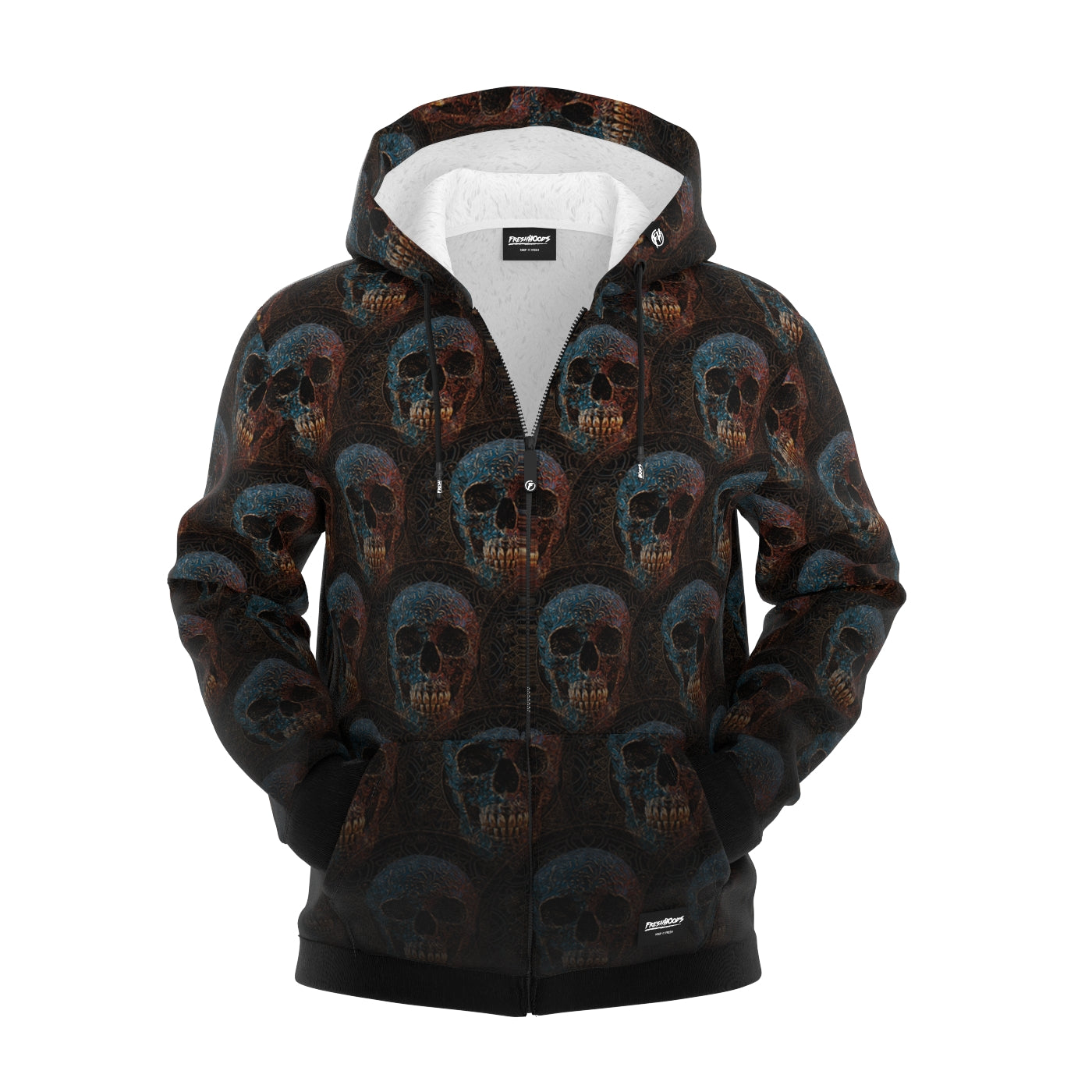 Bronze Skull Zip Up Hoodie