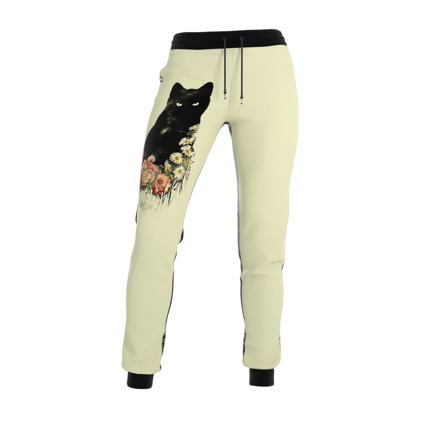 Black Cat Vintage Flowers Women Sweatpants