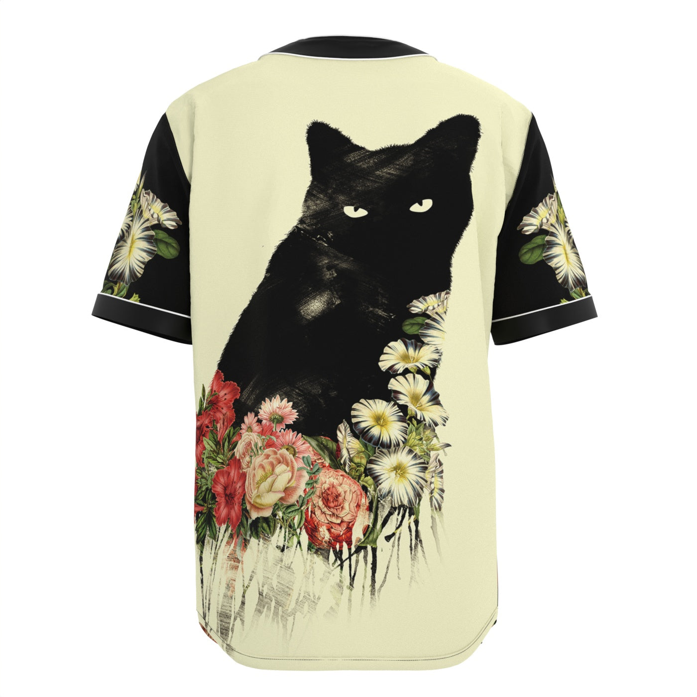 Black Cat Vintage Flowers Jersey