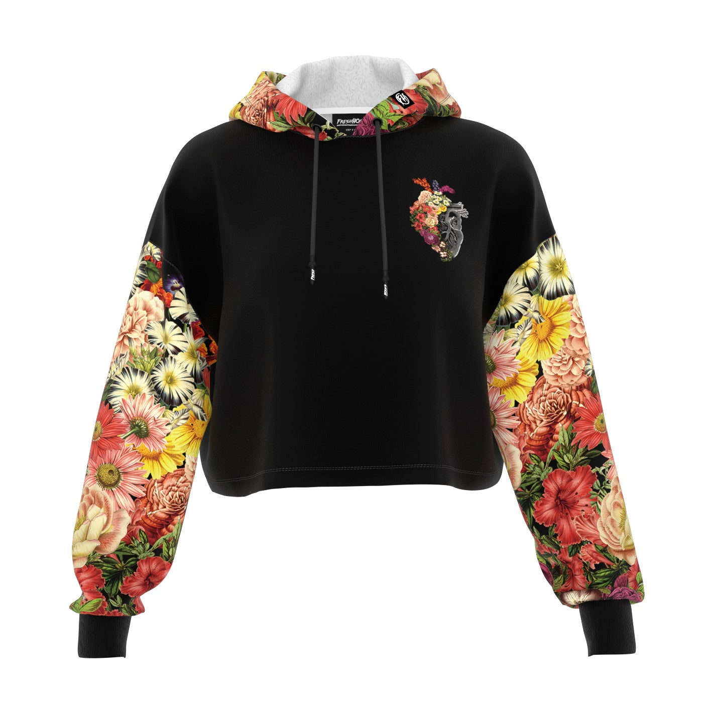 Flower Heart Cropped Hoodie