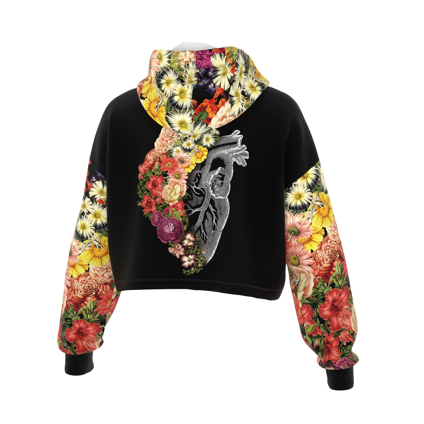 Flower Heart Cropped Hoodie