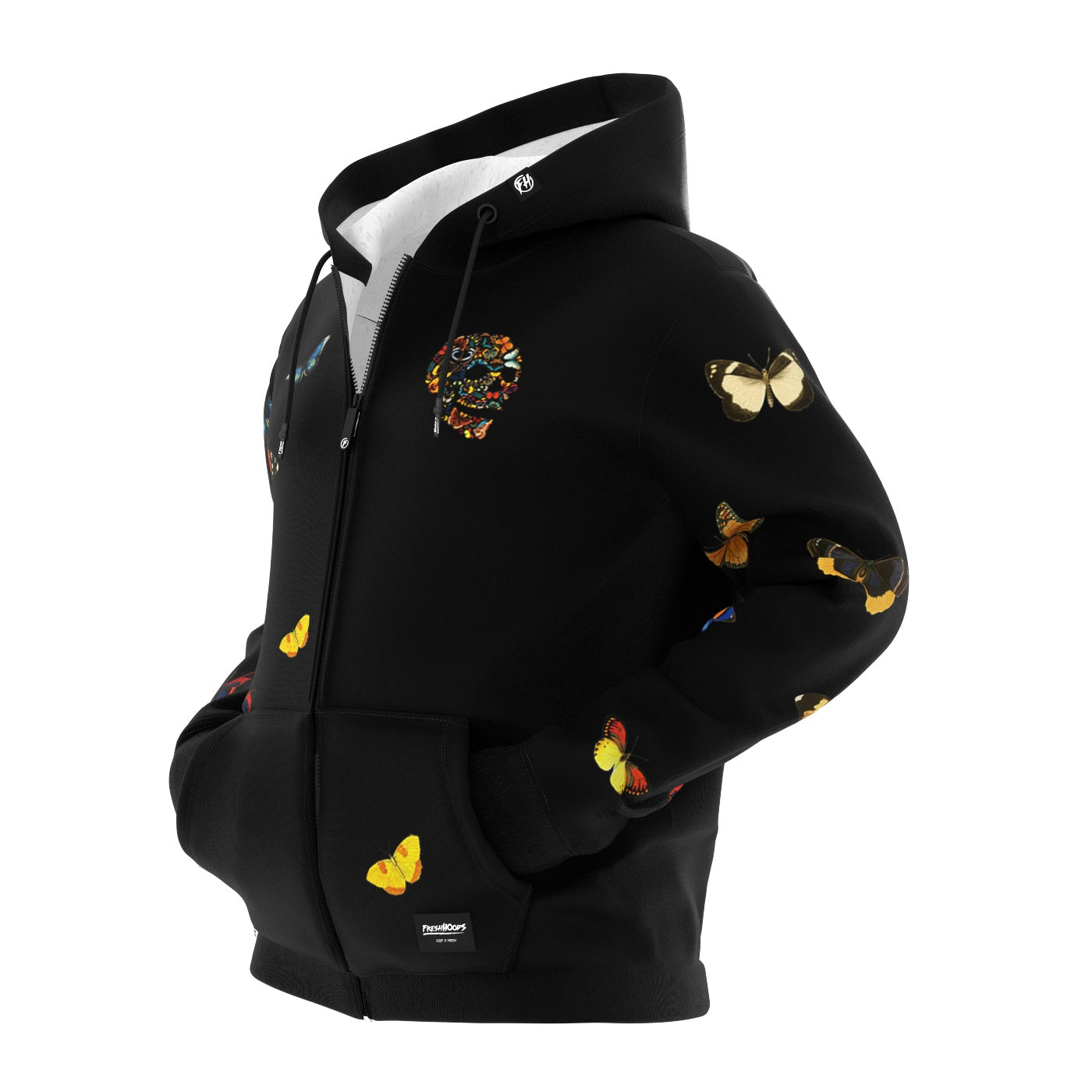 Butterfly Skull Zip Up Hoodie