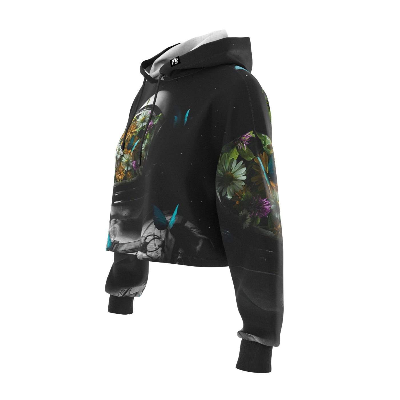 Flower Face Cropped Hoodie