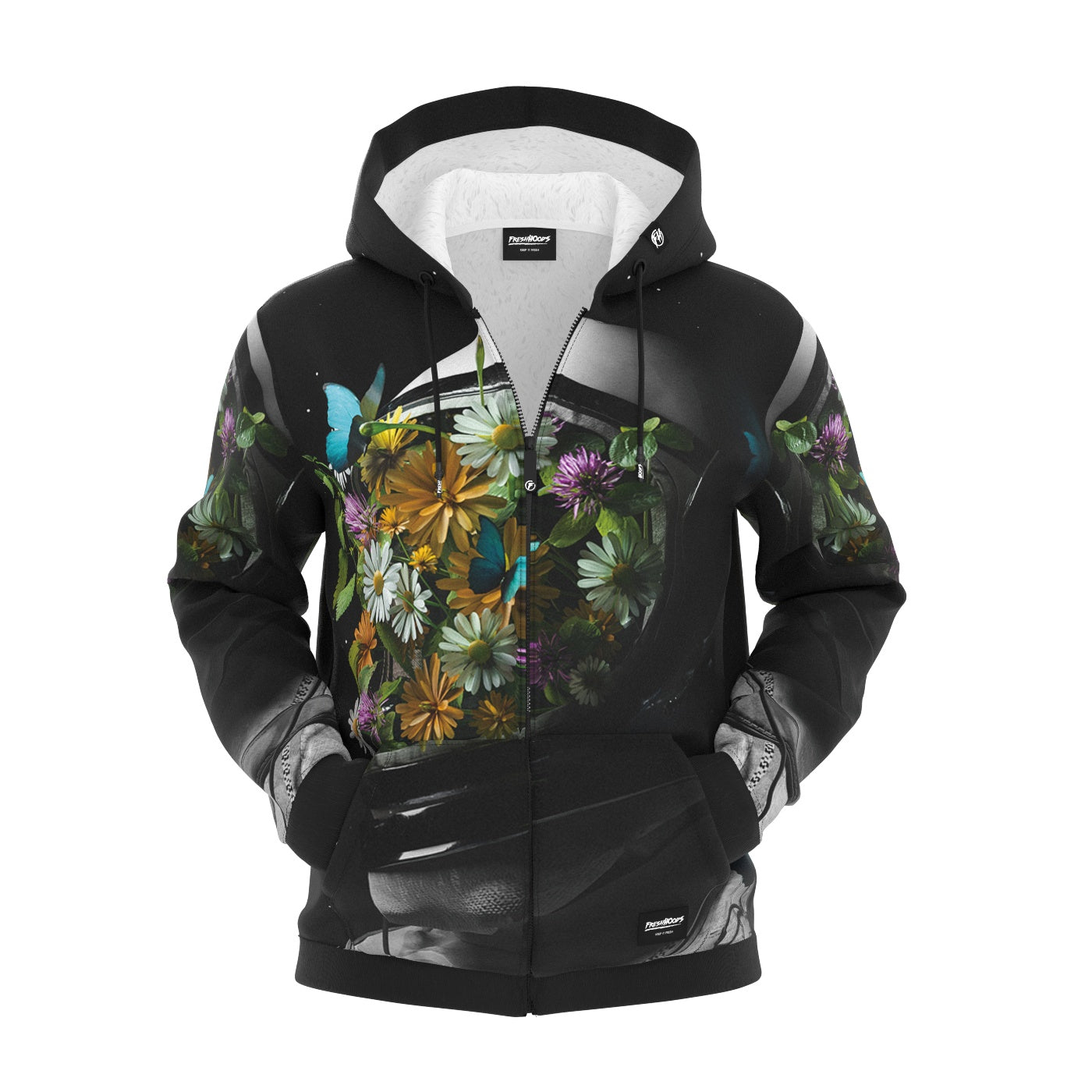 Flower Face Zip Up Hoodie