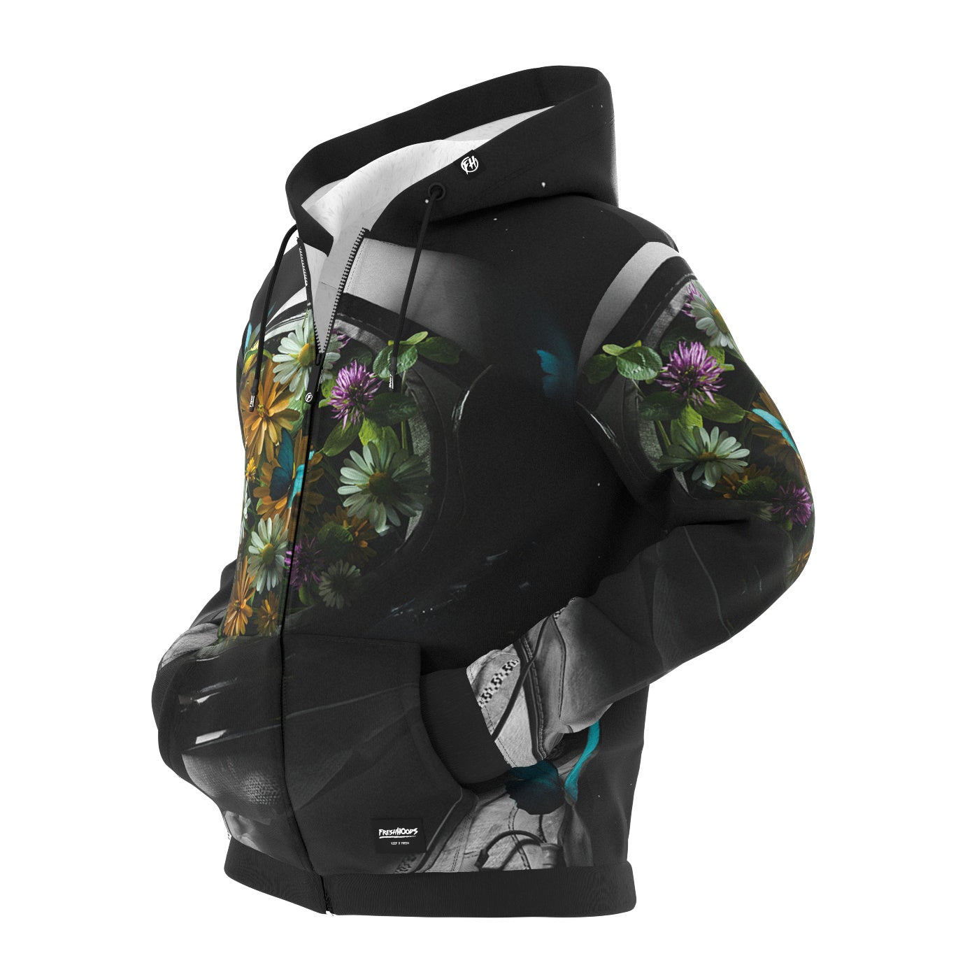 Flower Face Zip Up Hoodie