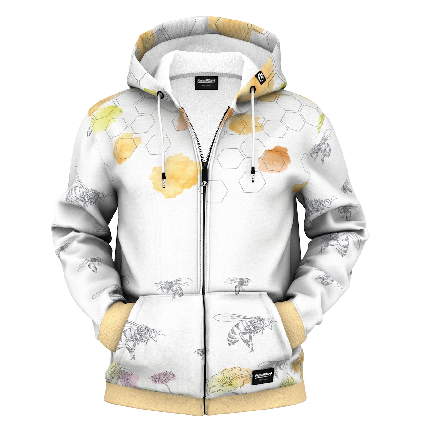 Minimal Bee Zip Up Hoodie