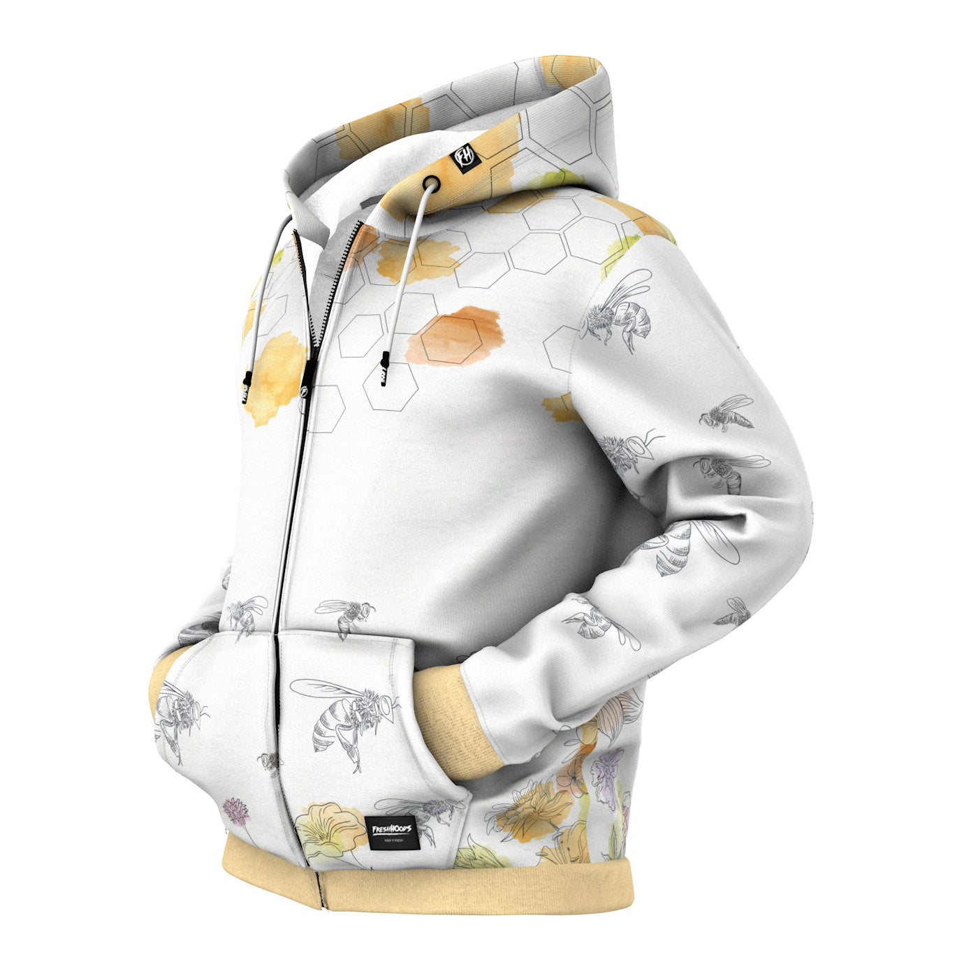 Minimal Bee Zip Up Hoodie