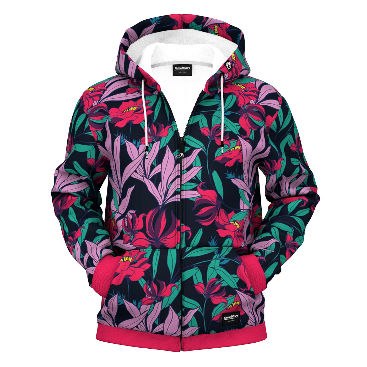 Bright Night Blossom Zip Up Hoodie