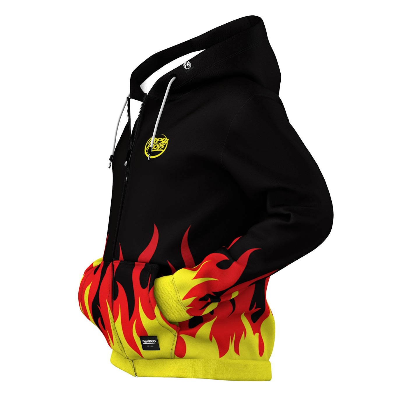 Cartoon Flame Zip Up Hoodie