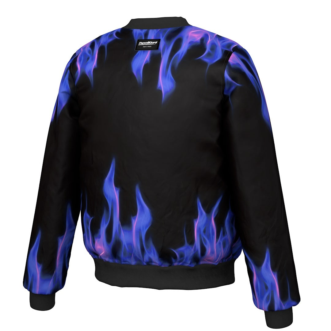 Purple Flame Bomber Jacket