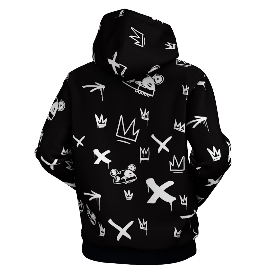 Kings Pattern Black Hoodie