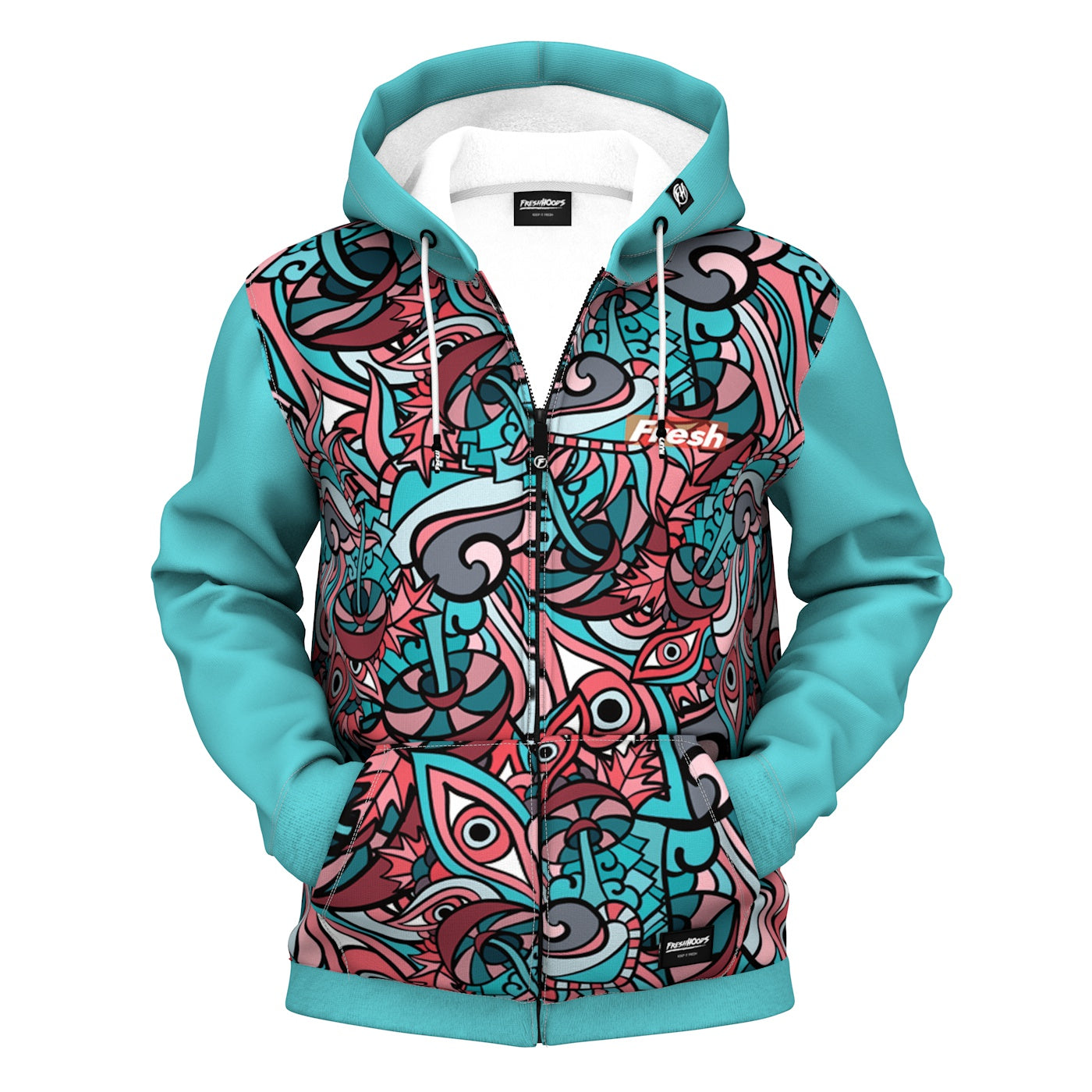 Fresh Doodle Zip Up Hoodie