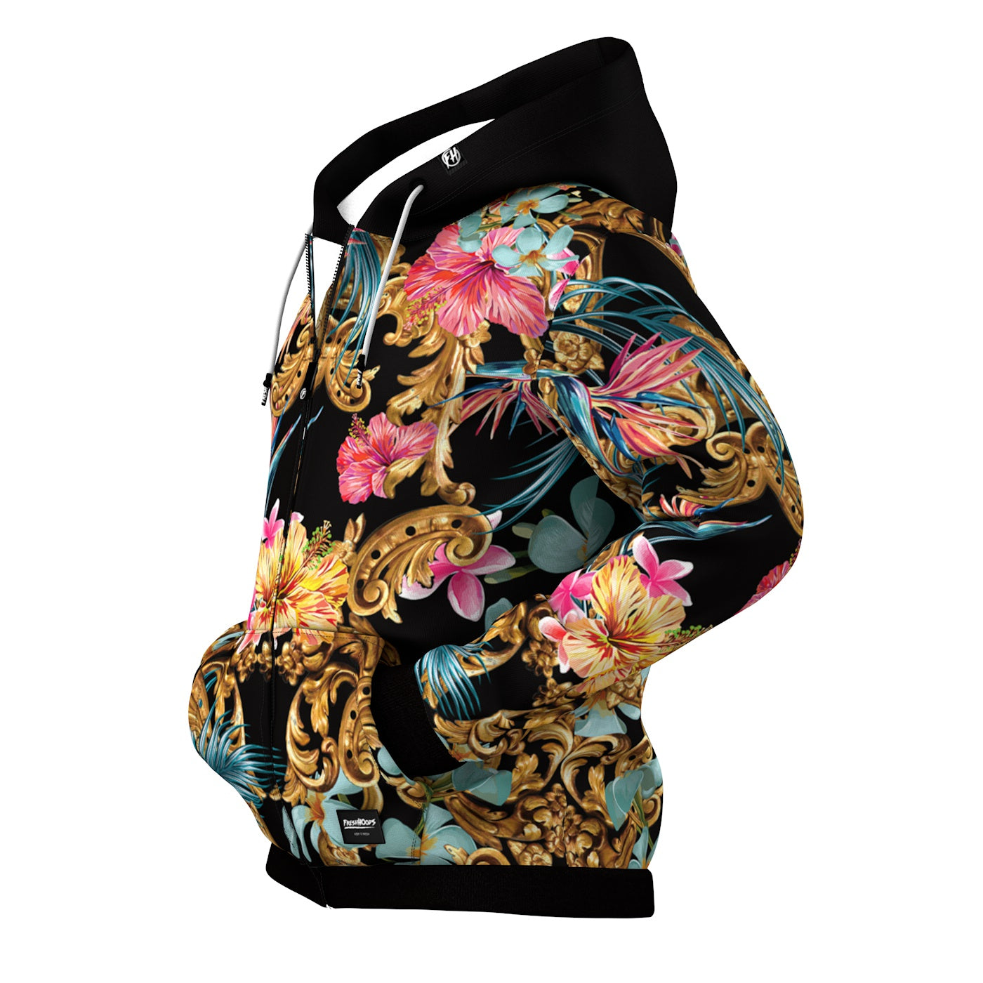 Hidden Hibiscus Zip Up Hoodie